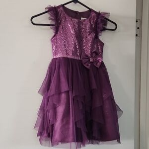 Jona Michelle Purple Sequin Kids Dress